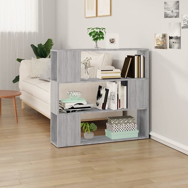 VIDAXL - vidaXL Bibliothèque/Séparateur de pièce Sonoma gris 100x24x94 cm - large