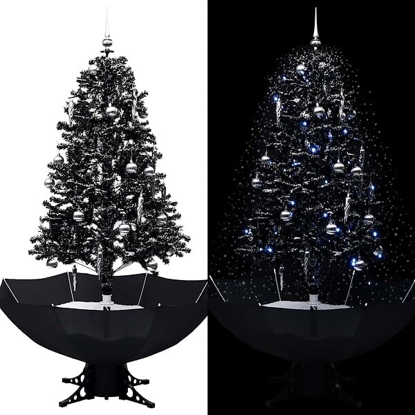VIDAXL - vidaXL Arbre de Noël neigeux avec base de parapluie Noir 170 cm PVC - large
