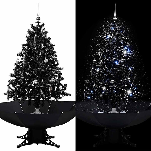 VIDAXL - vidaXL Arbre de Noël neigeux avec base de parapluie Noir 140 cm PVC - large
