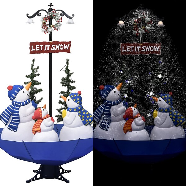 VIDAXL - vidaXL Arbre de Noël neigeux avec base de parapluie Bleu 170 cm PVC - large