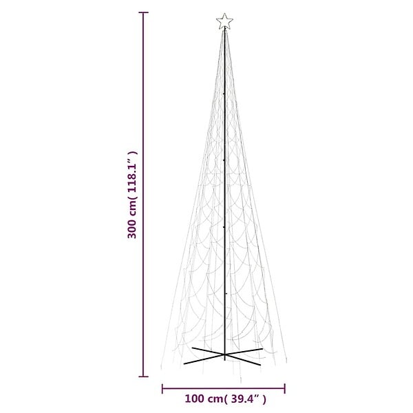 VIDAXL - vidaXL Arbre de Noël cône 3000 LED Blanc chaud 230x800 cm - large