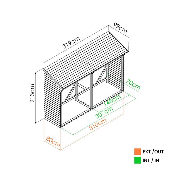 CERLAND - ABRI BUCHES BOIS XL 319,5X100X213CM - large
