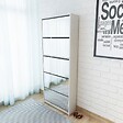 VIDAXL - vidaXL Meuble à  chaussures 5 étagères et miroir 63x17x169,5 cm Blanc - vignette