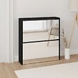 VIDAXL - vidaXL Armoire à  chaussures avec miroir à  2 niveaux Noir 63x17x67 cm - vignette