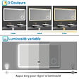 AICA SANITAIRE - Miroir lumineux Horloge + loupe + bluetooth + tricolore + anti-buée 140x80cm salle de bain dimmable,mémoire,tactile,led - vignette