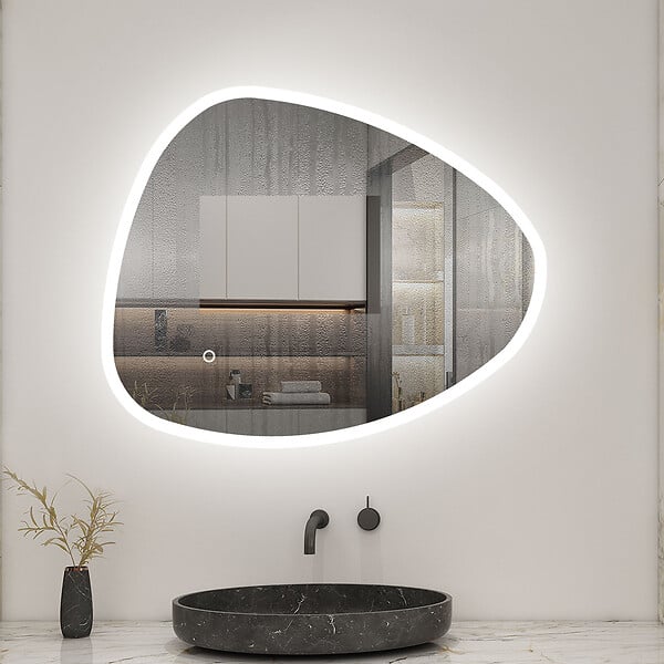 AICA SANITAIRE - AICA Miroir de salle de bain asymétrique 100x80cm led Teardrop Mirror 3 Colours Dimmable + Anti-buée + Mémoire - large