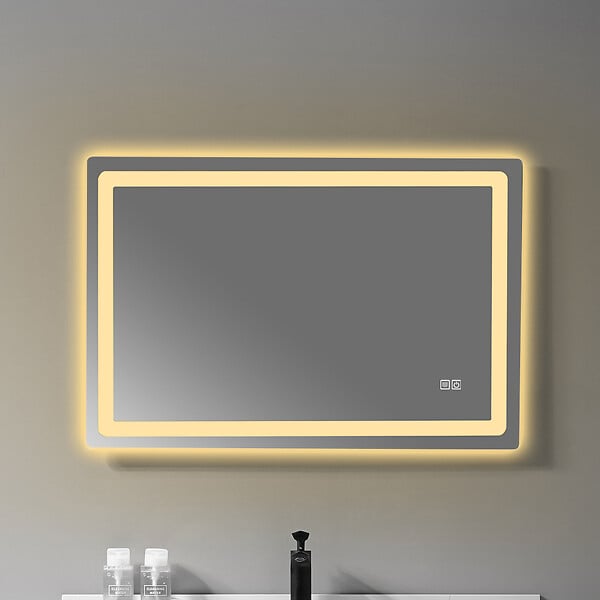 LUXURYBAIN - LuxuryBain- Miroir de salle de bain LED anti buée 120x60cm à luminosité variable rectangulaire - large