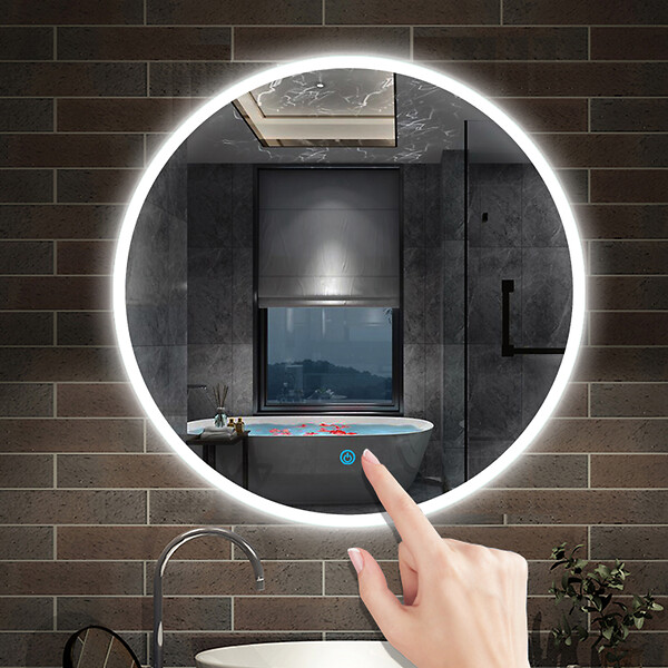AICA SANITAIRE - LED rond miroir anti-buée de salle de bain Monochrome tactile 100x100cm - large