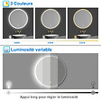 AICA SANITAIRE - AICA Miroir de salle de bain rond 80x80cm LED tricolore anti-buée + mémoire + dimmable - vignette