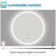 AICA SANITAIRE - AICA Miroir LED rond sans cadre de 100cm, dimmable + mémoire + antibuée, IP44, horizontal/vertical, 6000k blanc froid - vignette