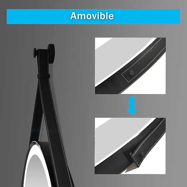 AICA SANITAIRE - Miroir de salle de bain avec ceinture 80cm tactile + anti-buée + 3 couleurs + fonction mémoire - large