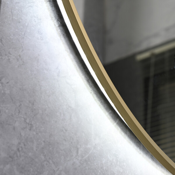 LUXURYBAIN - LuxuryBain- Miroir de salle de bain LED 60cm rond touche sensitive à luminosité variable avec cadre en aluminium doré, or - large