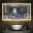AICA SANITAIRE - AICA Miroir simple de salle de bain tricolore réglable LED avec bluetooth, anti-buée et miroir grossissant,horizontal 120*70cm - vignette