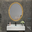 LUXURYBAIN - LuxuryBain- Miroir de salle de bain LED 60x80cm ovale anti buée avec cadre en aluminium noir - vignette