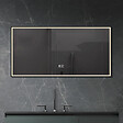 LUXURYBAIN - LuxuryBain- Miroir de salle de bain LED 90x60cm anti buée avec cadre en aluminium noir LB-126080-90-60 - vignette