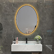 LUXURYBAIN - LuxuryBain- Miroir de salle de bain LED 50x70cm ovale anti buée avec cadre en aluminium noir - vignette