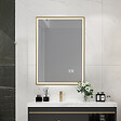 LUXURYBAIN - Miroir salle de bain LED 60x80cm anti buée avec cadre doré LB-126080G - vignette