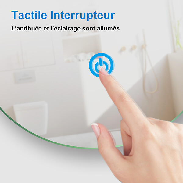 AICA SANITAIRE - AICA Miroir rond LED tactile anti-buée salle de bain suspendu vertical 60x60cm - large