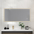 LUXURYBAIN - Miroir salle de bain LED 90x60cm anti buée avec cadre doré LB-126080G - vignette