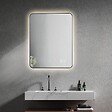 LUXURYBAIN - LuxuryBain- Miroir de salle de bain LED 50x70cm anti buée rectangulaire avec cadre en aluminium noir - vignette