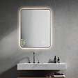 LUXURYBAIN - LuxuryBain- Miroir de salle de bain LED 60x80cm anti buée à luminosité variable avec cadre en aluminium noir - vignette