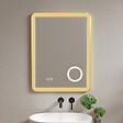 LUXURYBAIN - Miroir salle de bain LED 60x80 anti buée avec cadre en aluminium doré et loupe x3 LB-4685G - vignette