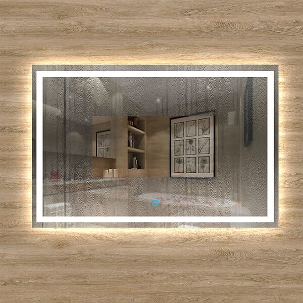 AICA SANITAIRE - Aica sanitaire Miroir de salle de bain lumineux LED avec anti-buée et interrupteur tactile intégré 110x70cm - large