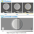 AICA SANITAIRE - AICA Miroir de salle de bain LED rond 70cm avec cadre noir, tricolore + anti-buée + mémoire + gradation infinie - vignette