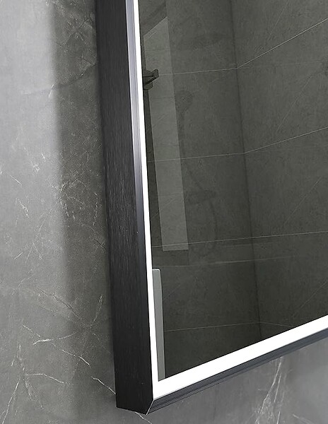 LUXURYBAIN - LuxuryBain- Miroir de salle de bain LED 50x70cm avec cadre en aluminium noir LB-126080-50-70 - large