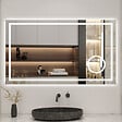 AICA SANITAIRE - Miroir de salle de bain 80x60cm tactile + Bluetooth + 3x loupe + 3 couleurs + gradation infinie + anti-buée - vignette