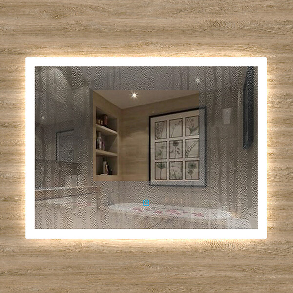 AICA SANITAIRE - Aica sanitaire Miroir de salle de bain lumineux LED avec anti-buée et interrupteur tactile intégré 90x70cm - large