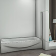 AICA SANITAIRE - Pare-baignoire 80x140cm en 6mm verre anticalcaire écran paroi de baignoire pivotant à 180°Hauteur 140cm - vignette