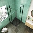 AICA SANITAIRE - AICA cabine de douche Noire 100x100x195cm cabine de douche battante l'accès d'angle en 8mm verre anticalcaire - vignette