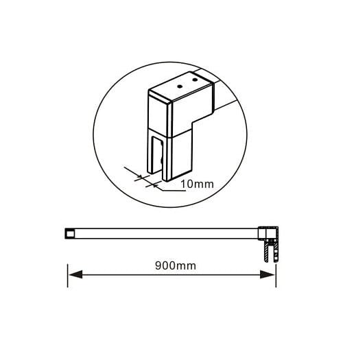 AICA SANITAIRE - AICA barre de stabilisation 90cm pour douche à l'italienne, barre de fixation carrée avec la finition chromée, la pince tournée - large