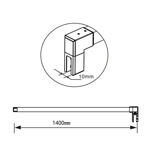 AICA SANITAIRE - AICA barre de stabilisation 140cm pour douche à l'italienne, barre de fixation carrée avec la finition chromée, la pince tournée - large