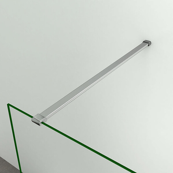AICA SANITAIRE - Paroi de douche 140x200cm avec barre de fixation 140cm recoupable, AICA paroi de douche à l'italienne en 8mm verre bande centrale dépoli - large