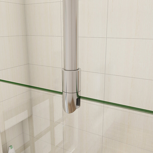 AICA SANITAIRE - Paroi de douche 100x200cm avec barre de fixation au plafond 90-150cm, profilé en chromé, AICA paroi de douche à l'italienne en 8mm verre anticalcaire et securit - large