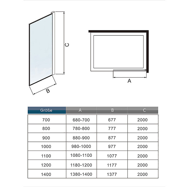 AICA SANITAIRE - AICA paroi de douche industrielle noire 90x200cm avec un retour pivotant 30cm livré avec une barre de stabilisation 90cm - large