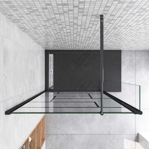 AICA SANITAIRE - Paroi de douche à l'italienne 70+40x200cm avec barre de fixation noire 70-120cm en cylindrique, paroi de douche style modèle avec retour pivotant 40cm en noir mat - large