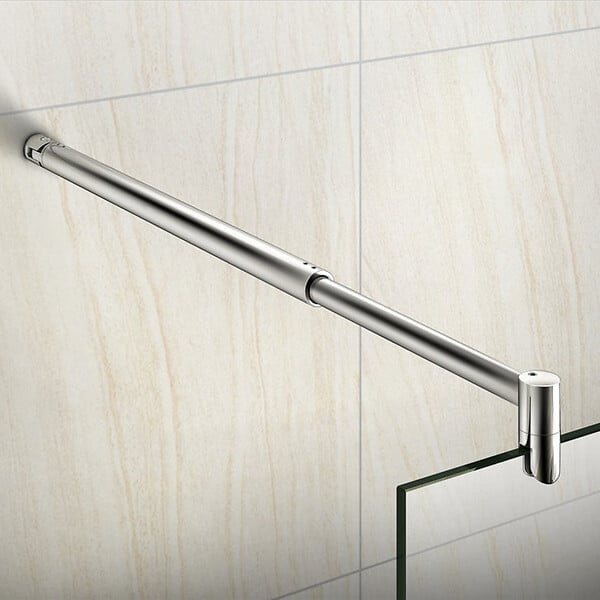 AICA SANITAIRE - Paroi de douche 130x200cm avec barre de fixation 70-120cm en cylindrique, profilé en chromé, AICA paroi de douche à l'italienne en 8mm verre anticalcaire et securit - large