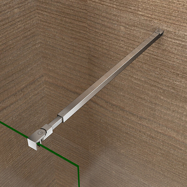 AICA SANITAIRE - Paroi de douche 120x200cm avec barre de fixation 73-120cm en carré, AICA paroi de douche à l'italienne en 8mm verre bande centrale dépoli - large