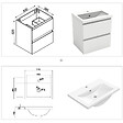 AICA SANITAIRE - AICA Ensemble meuble vasque L.50cm 2 tiroirs + lavabo + LED miroir rond 60cm + colonne,blanc easy - vignette