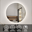 AICA SANITAIRE - Meuble de salle de bain à 2 tiroirs avec lavabo et miroir rond multifonctionnel LED - blanc L.60cm suspendu - vignette