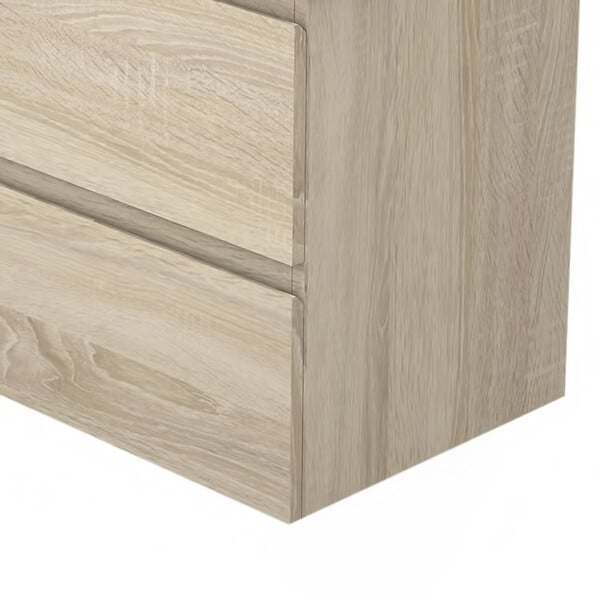 AICA SANITAIRE - Aica Sanitaire 50cm(L)x38.5cm(P)x52cm(H) Meuble salle de bain naturel deux tiroirs avec une vasque à suspendre - large