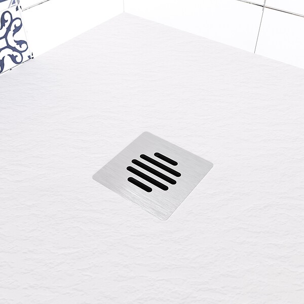AICA SANITAIRE - Receveur de douche 80x100cm extra-plat antidérapant avec une grille en inox - large