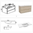 AICA SANITAIRE - AICA ensemble meuble 100 cm Chêne Wotan avec 2 tiroirs à fermeture automatique, lavabo céramique + miroir salle de bain Bluetooth tricolore + colonne haute, suspendu - vignette