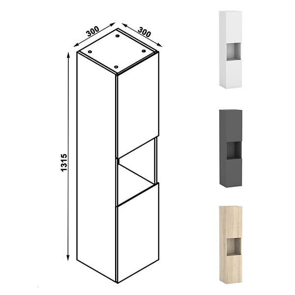 AICA SANITAIRE - Ensemble meubles Salle de Bain 120cm avec colonne + miroir lumineux 3 couleurs + dimmable Anthracite - large