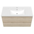 AICA SANITAIRE - Ensemble meuble Salle de Bain 100cm Chêne Wotan simple vasque et miroir lumineux 3 couleurs et dimmable - vignette