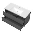 AICA SANITAIRE - Meuble salle de Bain 100cm avec colonne + miroir mural lumineux 3 couleurs Anthracite - vignette