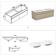 AICA SANITAIRE - AICA Ensemble meuble salle de bain 120 cm Chêne Wotan, lavabo céramique + 2 colonnes + Miroir Bluetooth avec 3 couleurs dimmable, suspendu - vignette